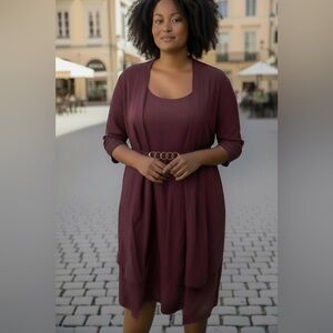 Elegant Burgundy Women's Dress